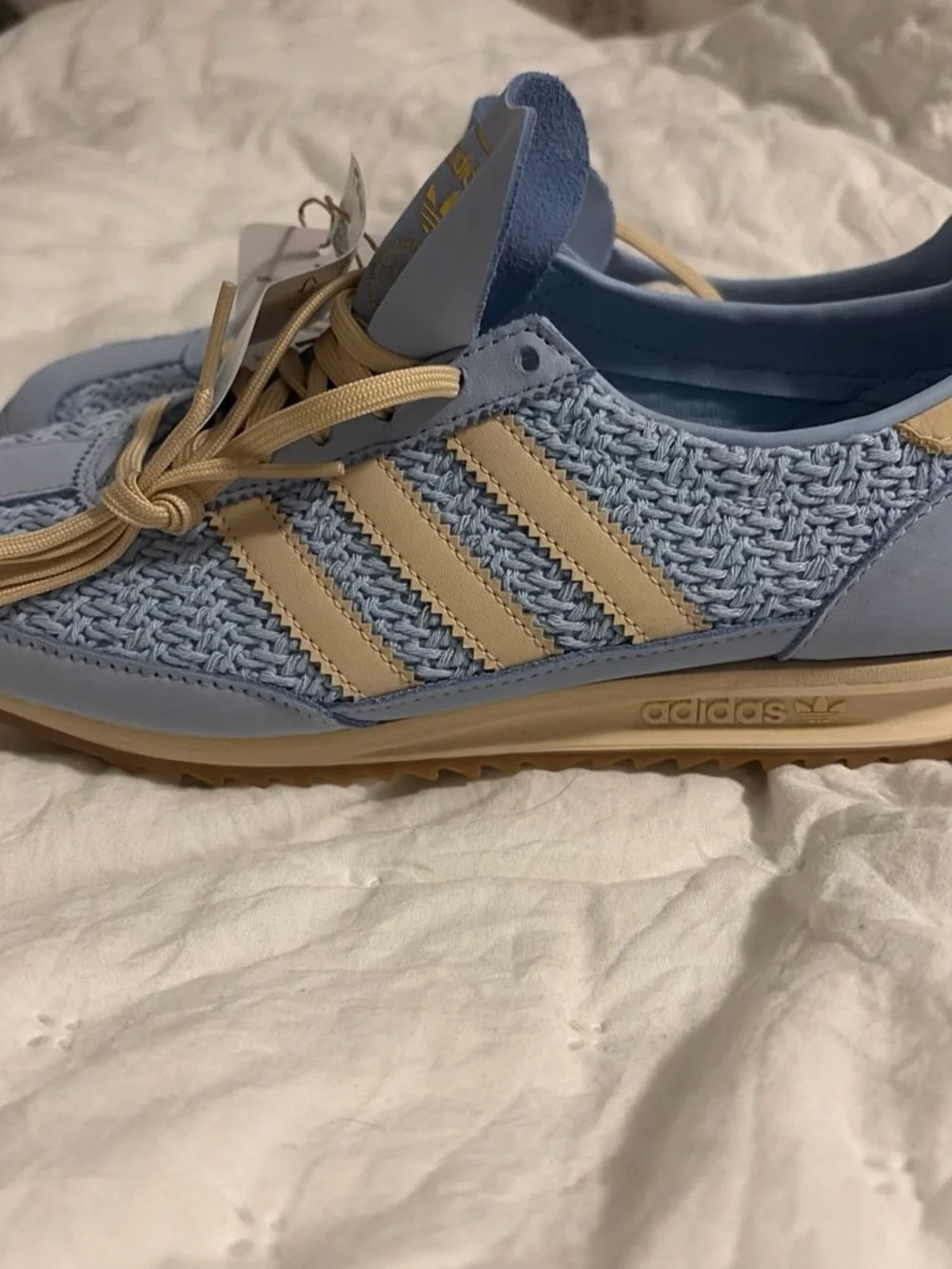 adidas Originals Women’s Powder Blue Sneakers with Tan Accents